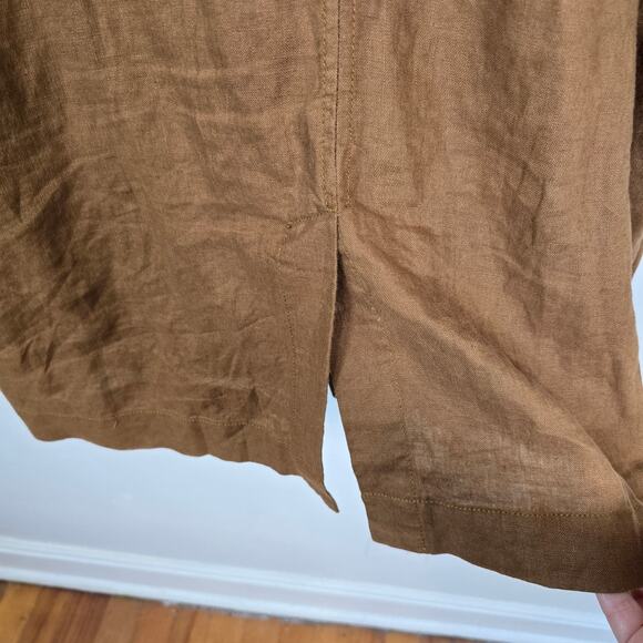 Garnet Hill Modern Linen Topper Jacket Women's XL Tobacco Linen Coastal Boho - Picture 9 of 12